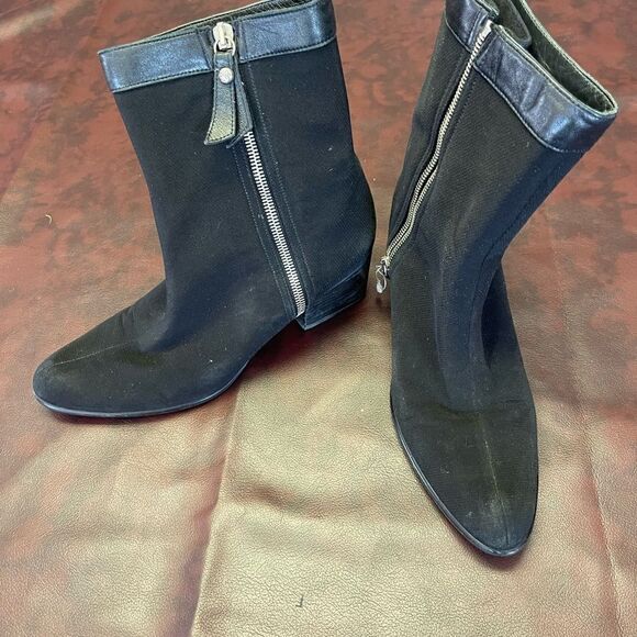 Stuart Weitzman black goreit gore-tex boots‎ mid calf heel size 8 - Picture 10 of 11